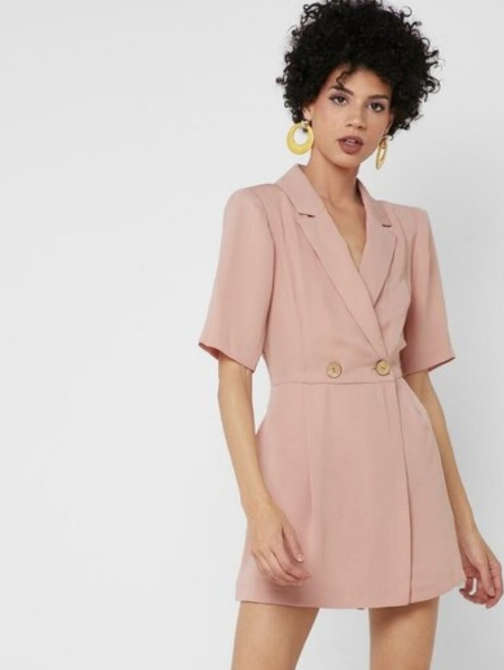 TOPSHOP Plush Pink Tailored Short Sleeve Dress